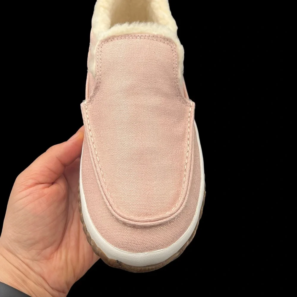 Sperry Youth Girls Moc-Sider Faux Fur Lined Winter Shoes Size 4 Blush Pink White
